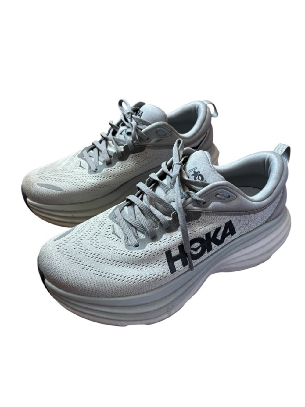 Hoka Bondi 8 Men’s Wide Neutral Gray Running Sneakers Size 8.5 2E